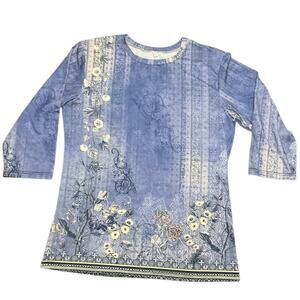 Women's Floral Blue Women’s Large Floral Top Size Large